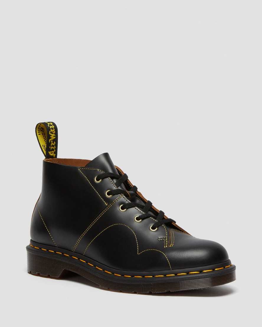 Dr. Martens Church Vintage Lærstøvler Dame Svart [3456UECDO]